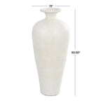 Vaso decorativo da pavimento in ceramica a forma di anfora alta - Bianco - Roche River Decor