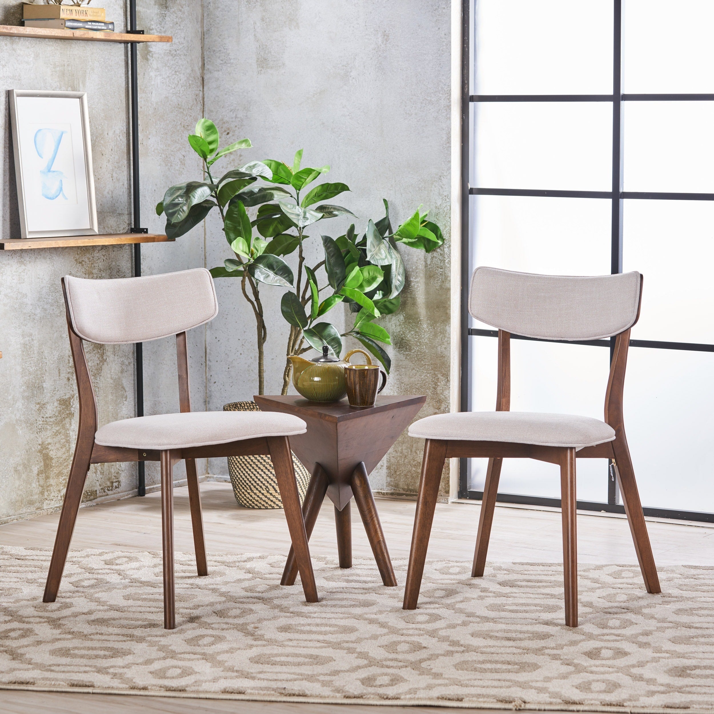 Sedie da pranzo Chazz Mid-Century Modern imbottite in legno di caucciù (set di 2/4) di Christopher Knight Home