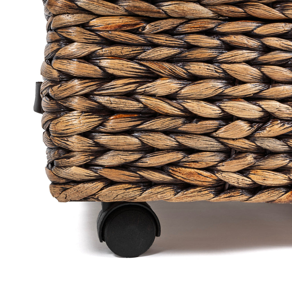 Contenitore portaoggetti sottoletto in giacinto/legno happimess con ruote e maniglie