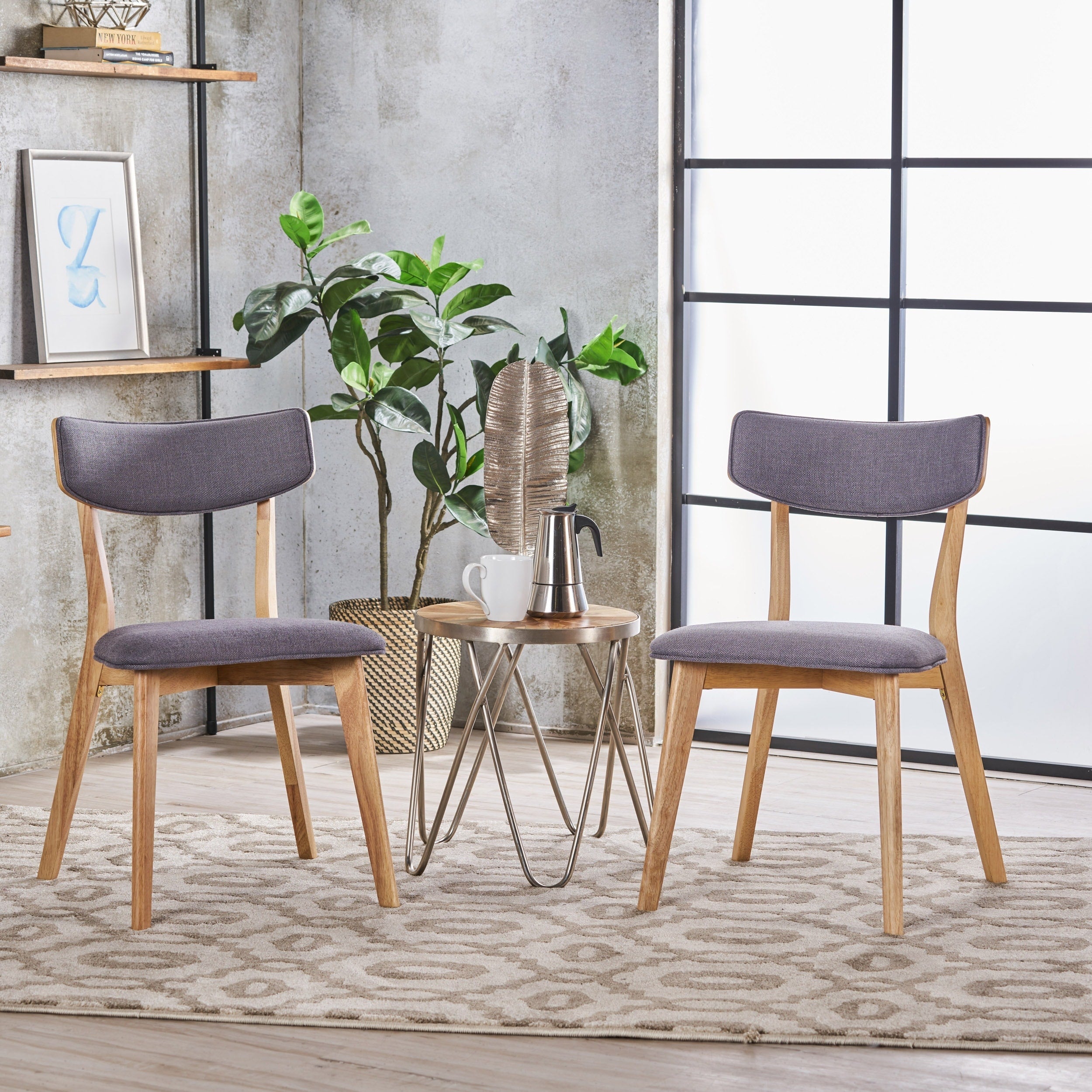 Sedie da pranzo Chazz Mid-Century Modern imbottite in legno di caucciù (set di 2/4) di Christopher Knight Home