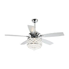 Lampadario/ventilatore da soffitto a 4 luci in cromo/cristallo con telecomando