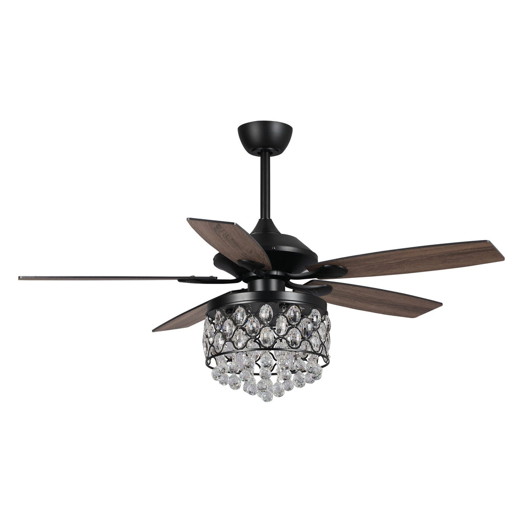 Lampadario/ventilatore da soffitto a 4 luci in cromo/cristallo con telecomando