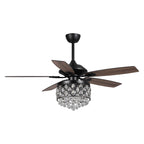 Lampadario/ventilatore da soffitto a 4 luci in cromo/cristallo con telecomando