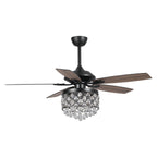 Lampadario/ventilatore da soffitto a 4 luci in cromo/cristallo con telecomando