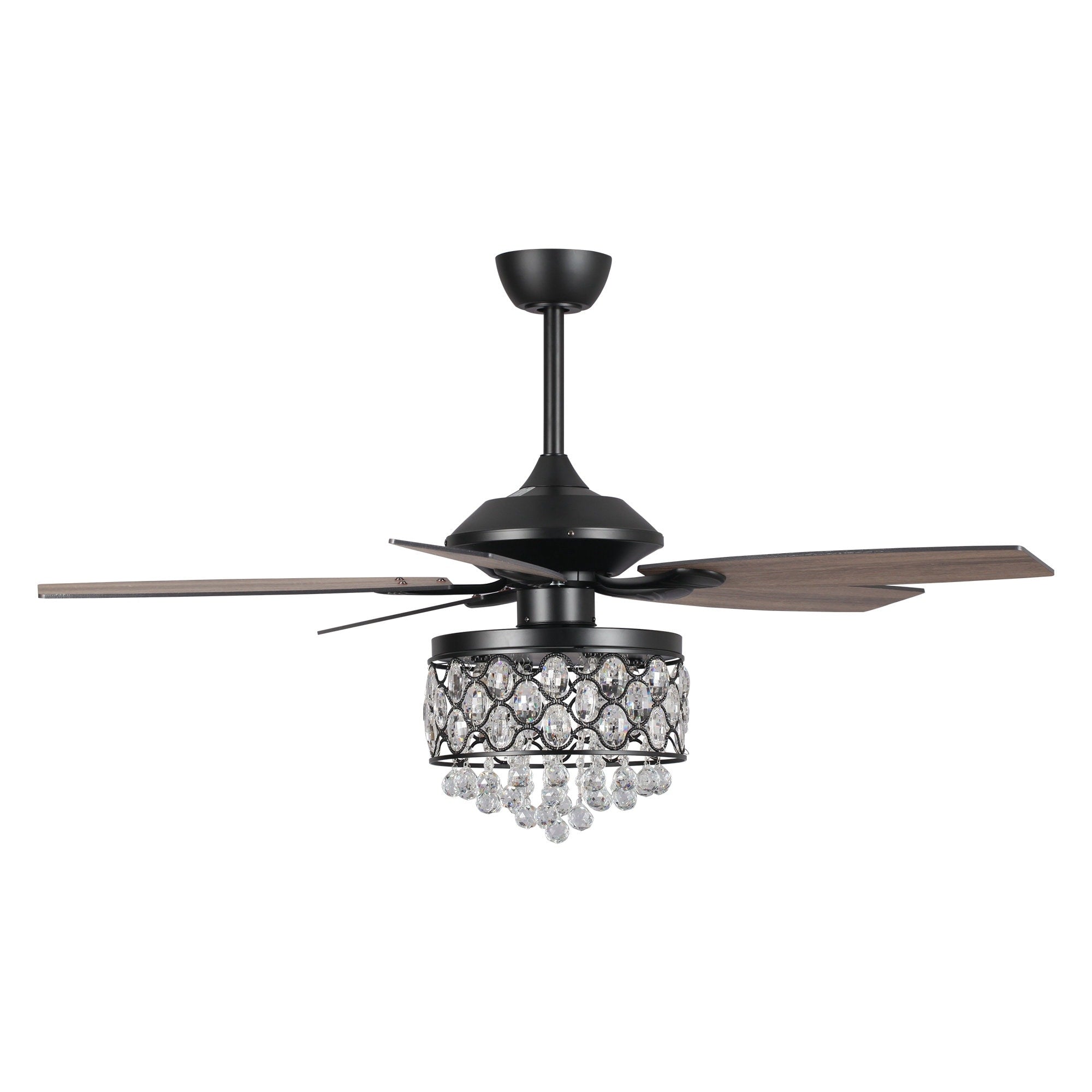Lampadario/ventilatore da soffitto a 4 luci in cromo/cristallo con telecomando