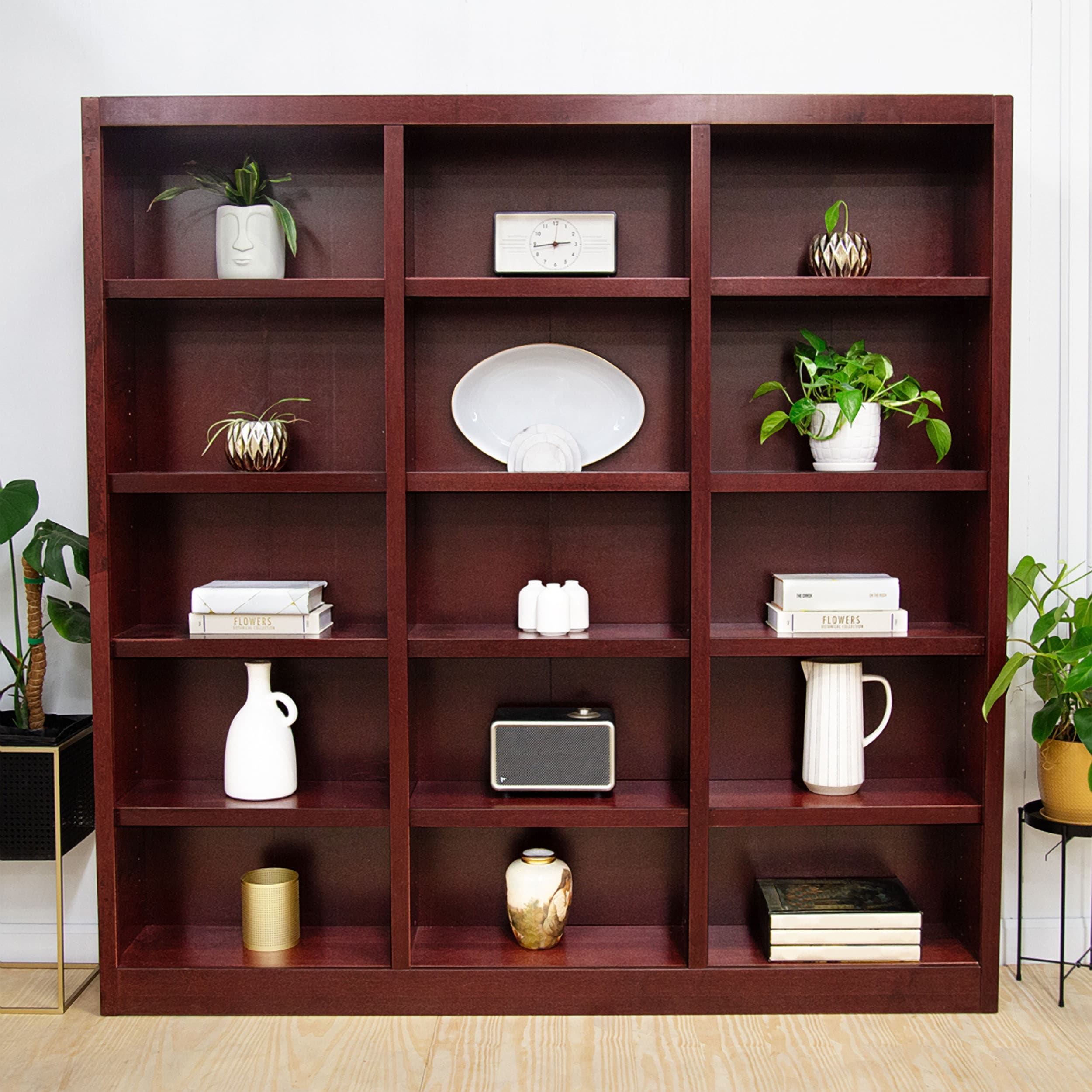 Libreria in legno Concepts in Wood a tripla larghezza, 15 ripiani, altezza 72 pollici
