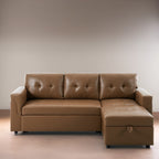 Divano componibile reversibile con letto estraibile, chaise longue con contenitore nascosto e gambe resistenti
