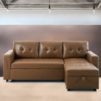 Divano componibile reversibile con letto estraibile, chaise longue con contenitore nascosto e gambe resistenti