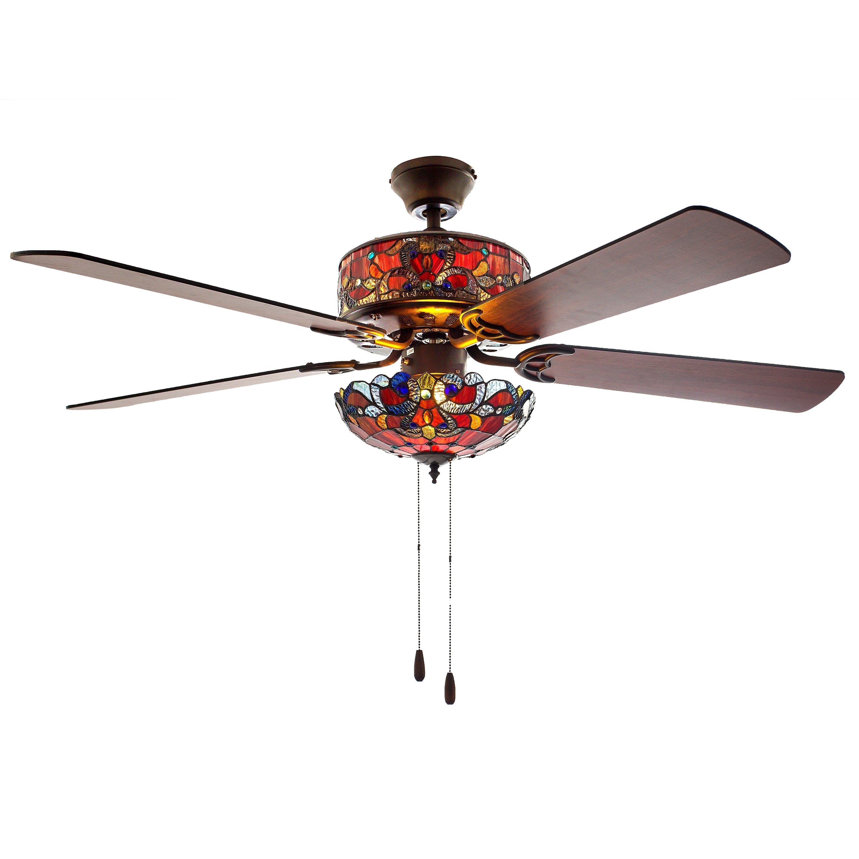 Ventilatore da soffitto Magna Carta in stile Tiffany Copper Grove Guasipati da 52 pollici - 52L x 52W x 16,5