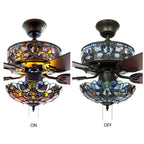 Ventilatore da soffitto Magna Carta in stile Tiffany Copper Grove Guasipati da 52 pollici - 52L x 52W x 16,5