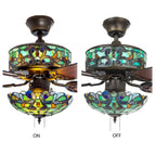 Ventilatore da soffitto Magna Carta in stile Tiffany Copper Grove Guasipati da 52 pollici - 52L x 52W x 16,5