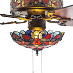 Ventilatore da soffitto Magna Carta in stile Tiffany Copper Grove Guasipati da 52 pollici - 52L x 52W x 16,5