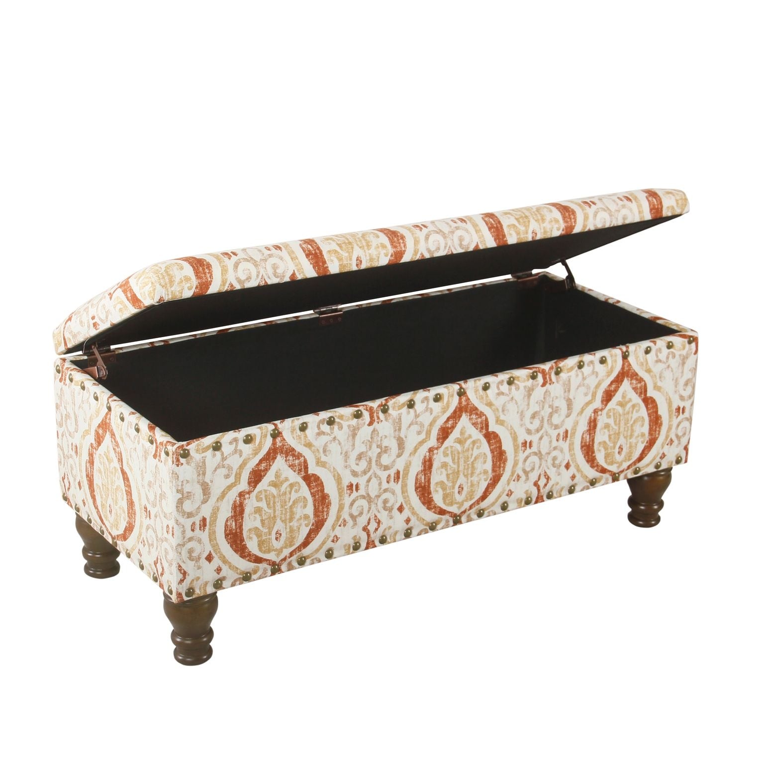 Panca contenitore imbottita Copper Grove Muscari con finiture a borchie