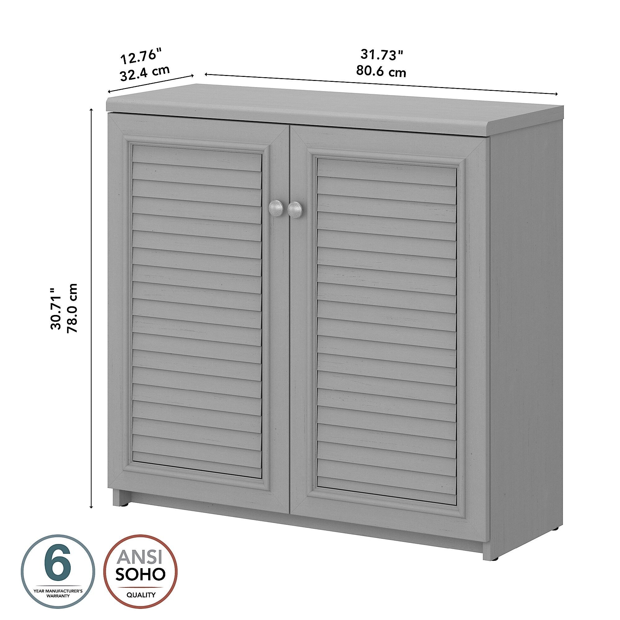 Mobiletto portaoggetti Fairview con ante e ripiani di Bush Furniture - 31,73 L x 12,76 P x 30,71 A