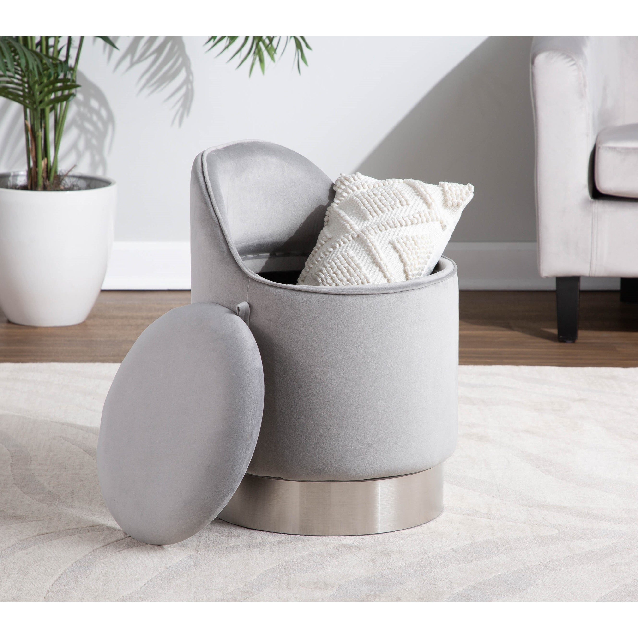 Sgabello girevole in velluto Silver Orchid Corday