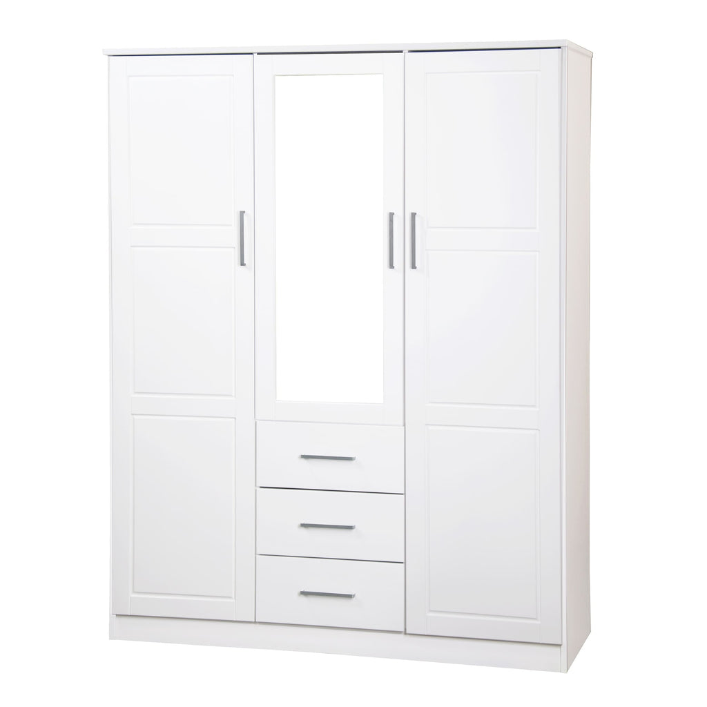 Armadio guardaroba Cosmo a 3 ante in legno massello al 100% di Palace Imports con ante in legno massello o a specchio