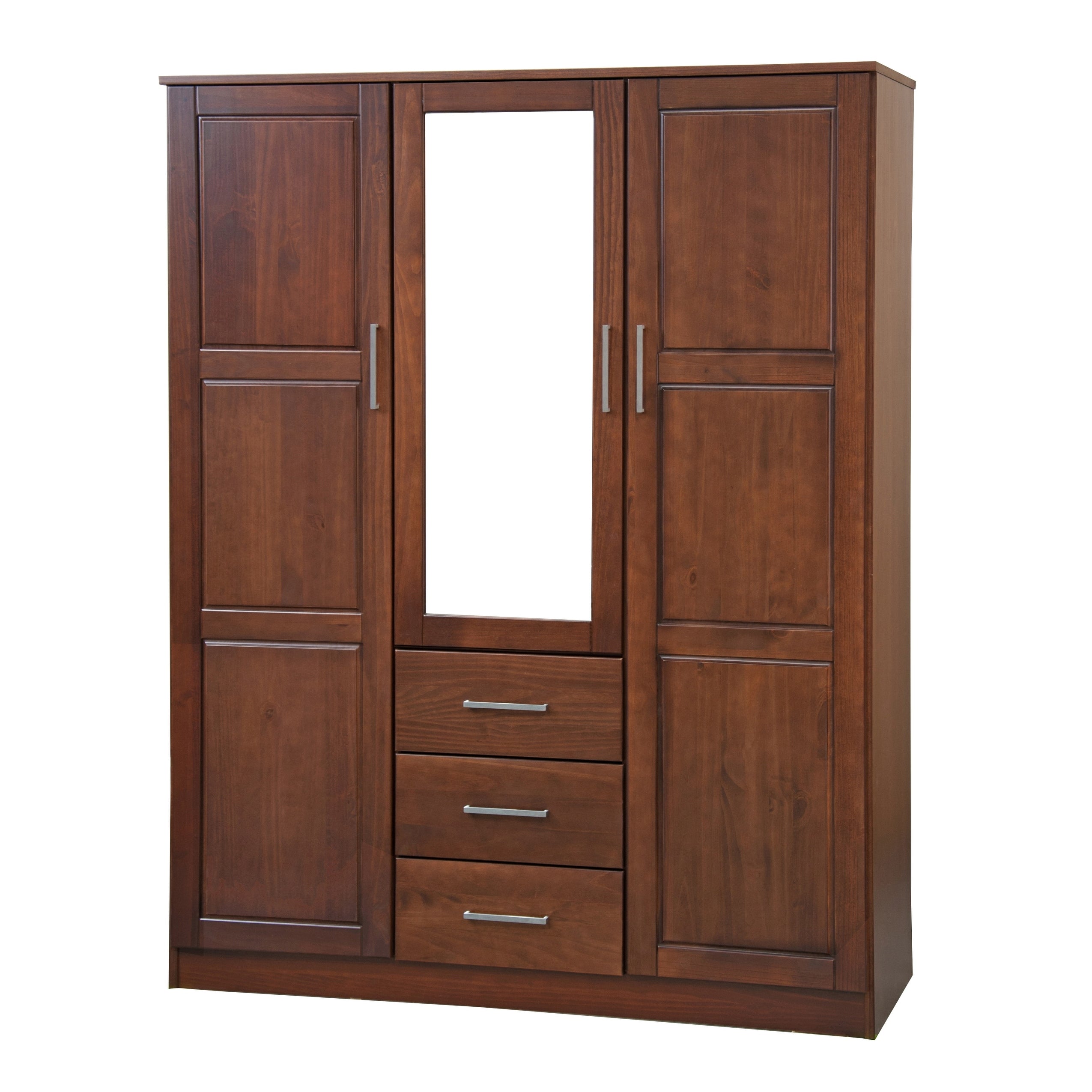 Armadio guardaroba Cosmo a 3 ante in legno massello al 100% di Palace Imports con ante in legno massello o a specchio