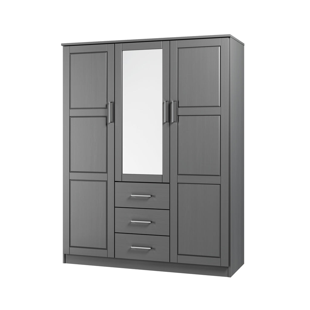 Armadio guardaroba Cosmo a 3 ante in legno massello al 100% di Palace Imports con ante in legno massello o a specchio