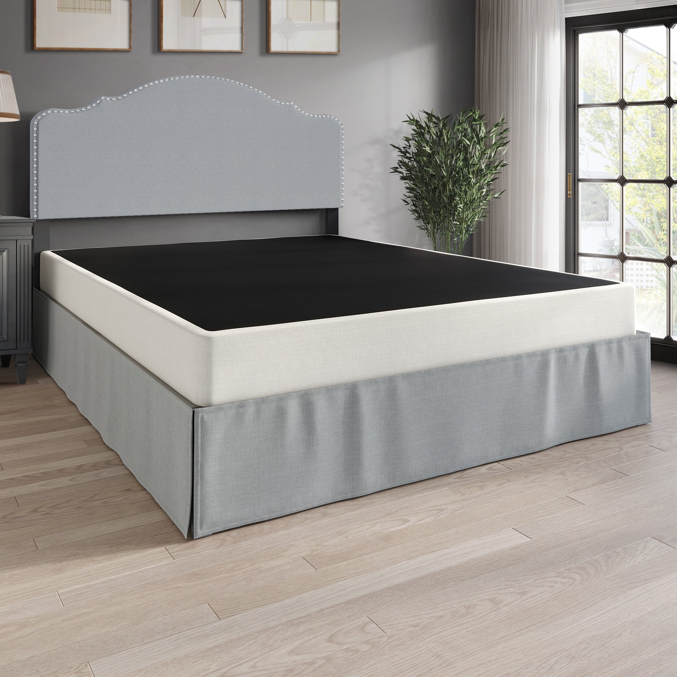CraftPorch - Letto a molle in metallo da 5 pollici con rivestimento in lino grigio caldo