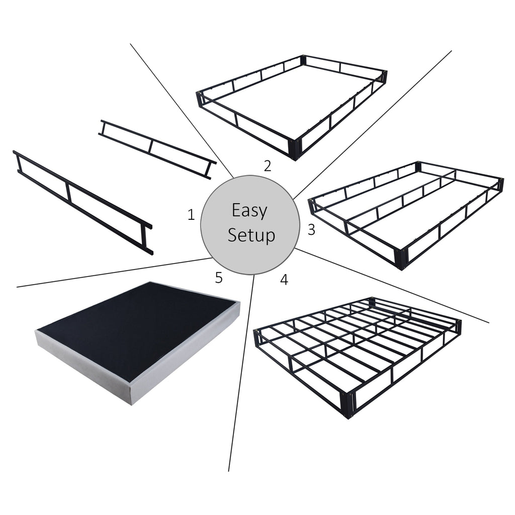 CraftPorch - Letto a molle in metallo da 5 pollici con rivestimento in lino grigio caldo