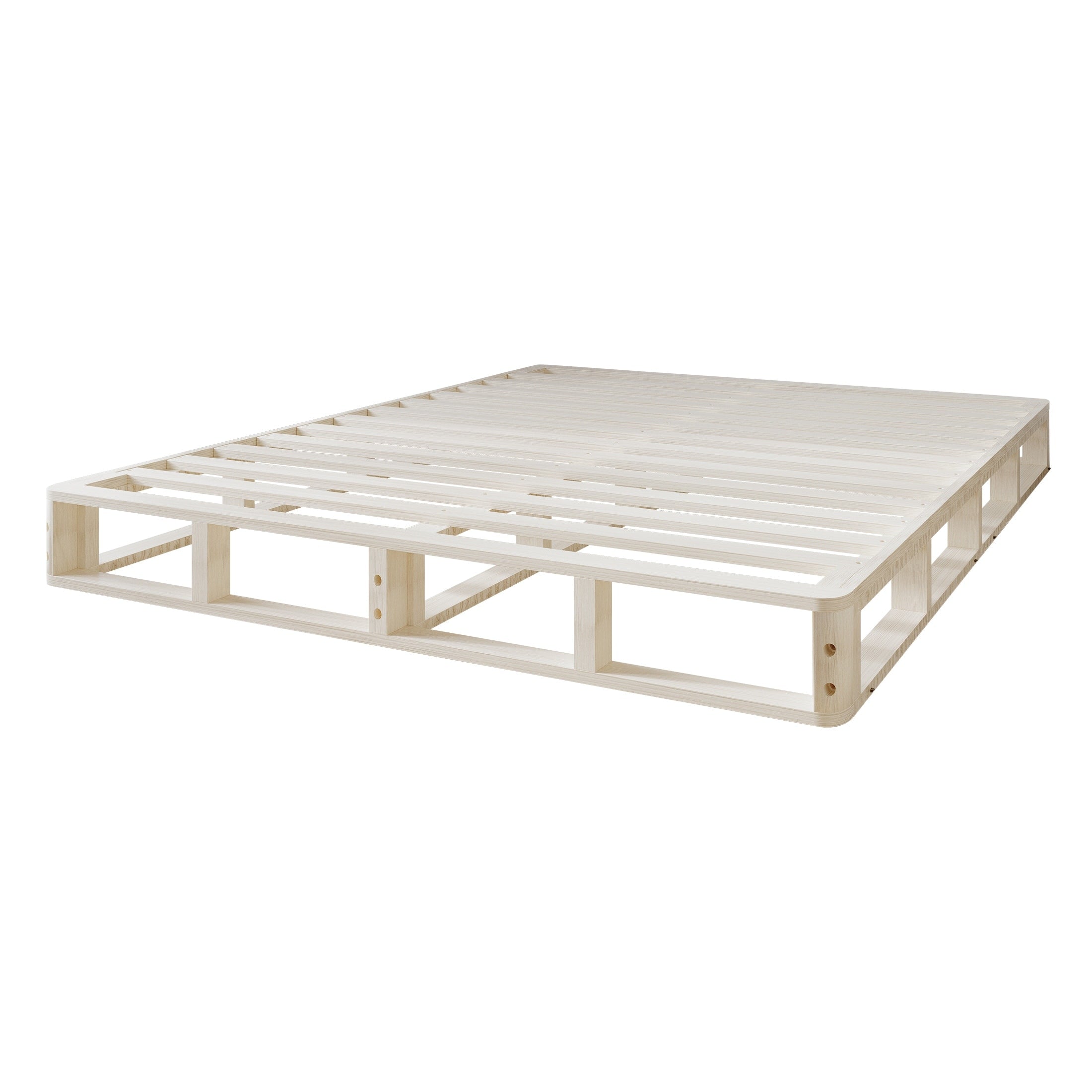 Base per letto a molle in legno massello CraftPorch da 5 pollici con doghe in legno e rivestimento in lino grigio caldo