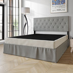 Base per letto a molle in legno massello CraftPorch da 5 pollici con doghe in legno e rivestimento in lino grigio caldo