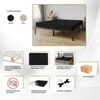 Base per letto a molle in legno massello CraftPorch da 5 pollici con doghe in legno e rivestimento in lino grigio caldo