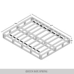 Base per letto a molle in legno massello CraftPorch da 5 pollici con doghe in legno e rivestimento in lino grigio caldo