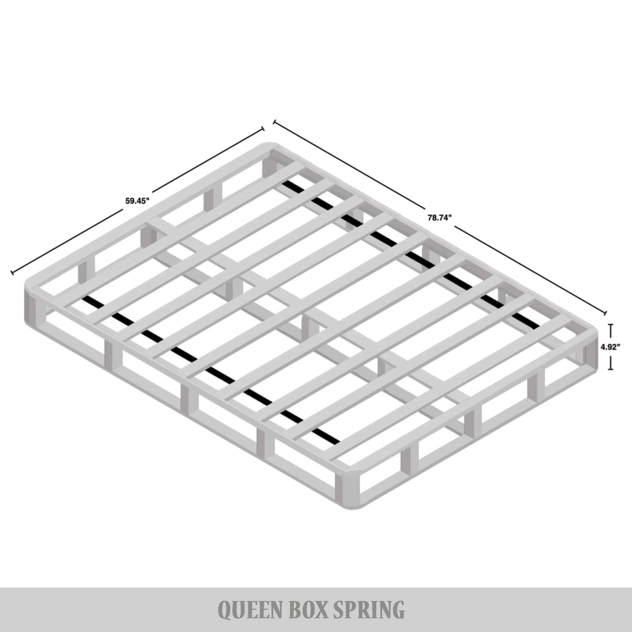 Base per letto a molle in legno massello CraftPorch da 5 pollici con doghe in legno e rivestimento in lino grigio caldo