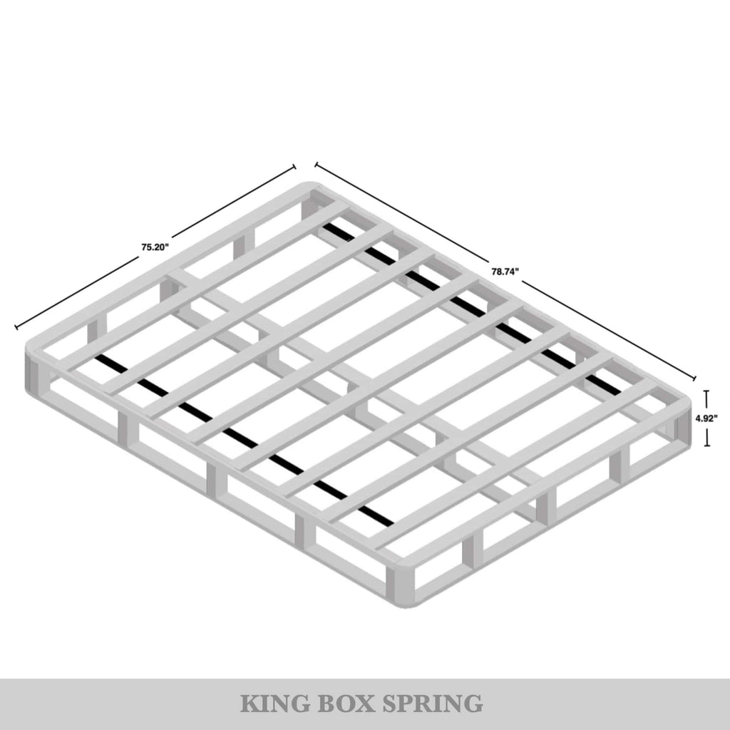Base per letto a molle in legno massello CraftPorch da 5 pollici con doghe in legno e rivestimento in lino grigio caldo