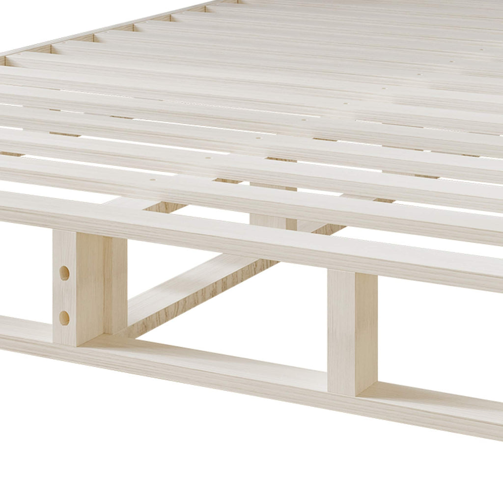 Base per letto a molle in legno massello CraftPorch da 5 pollici con doghe in legno e rivestimento in lino grigio caldo