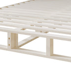 Base per letto a molle in legno massello CraftPorch da 5 pollici con doghe in legno e rivestimento in lino grigio caldo