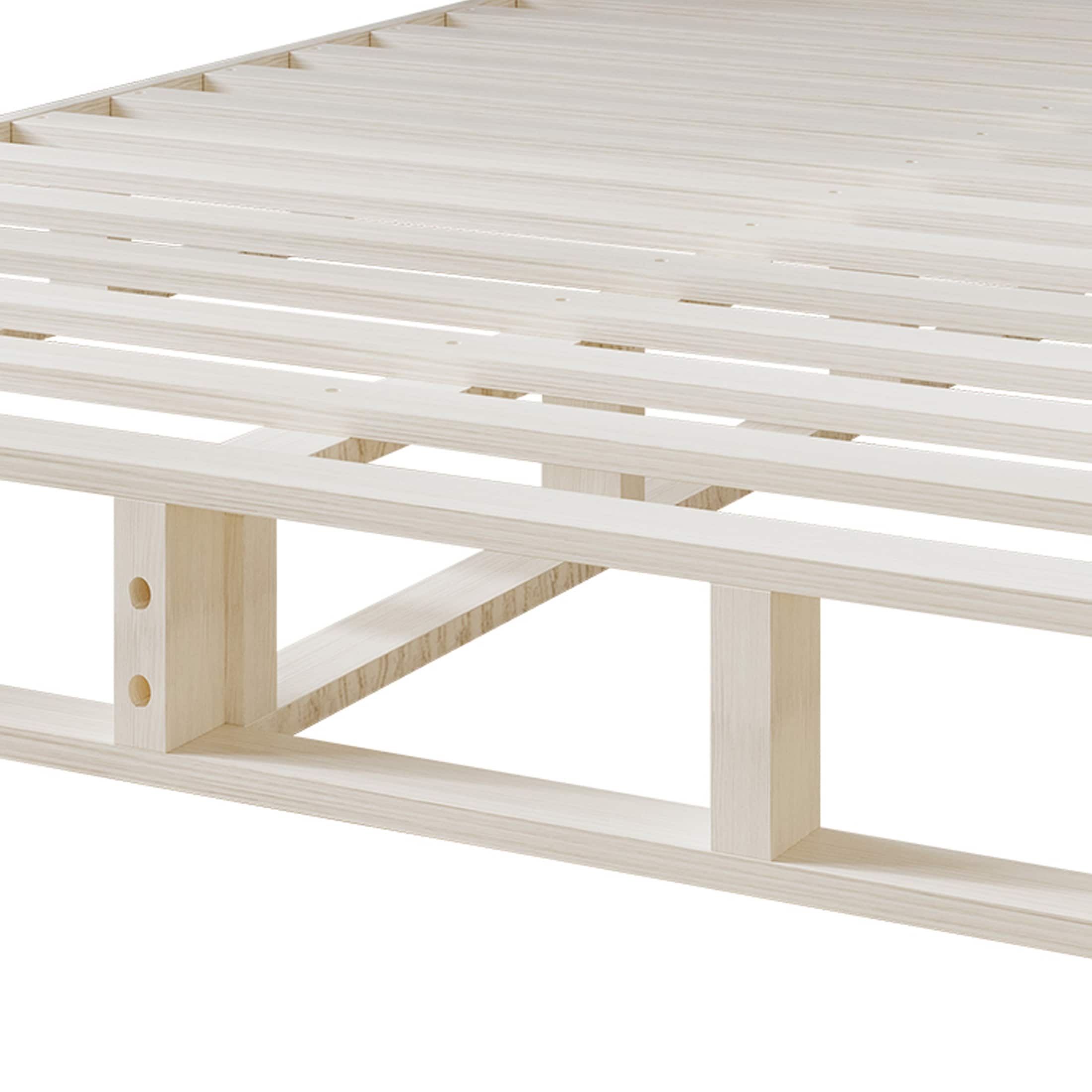 Base per letto a molle in legno massello CraftPorch da 5 pollici con doghe in legno e rivestimento in lino grigio caldo