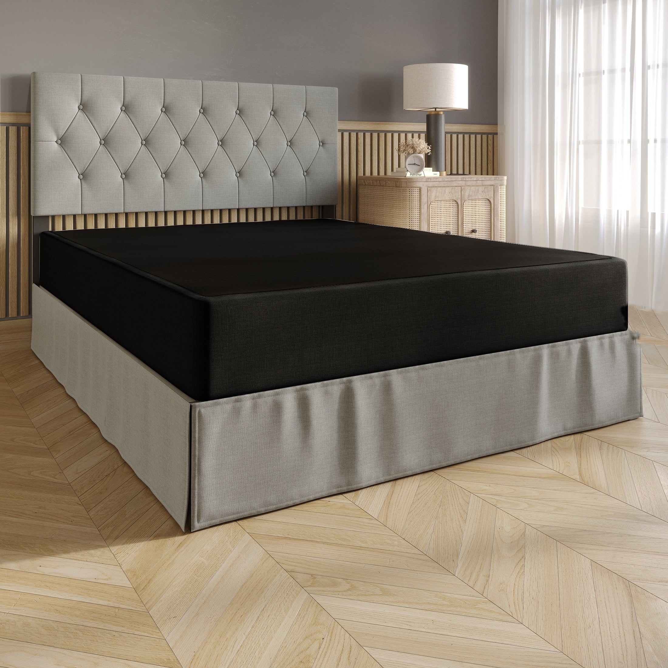 CraftPorch - Letto a molle in metallo rivestito in lino