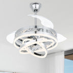 Ventilatore da soffitto retrattile Cusp Barn 42 con luci e telecomando, fai da te, forma Fandelier, moderno, silenzioso, luce da soffitto a LED con motore DC
