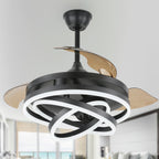 Ventilatore da soffitto retrattile Cusp Barn 42 con luci e telecomando, fai da te, forma Fandelier, moderno, silenzioso, luce da soffitto a LED con motore DC
