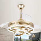 Ventilatore da soffitto retrattile Cusp Barn 42 con luci e telecomando, fai da te, forma Fandelier, moderno, silenzioso, luce da soffitto a LED con motore DC