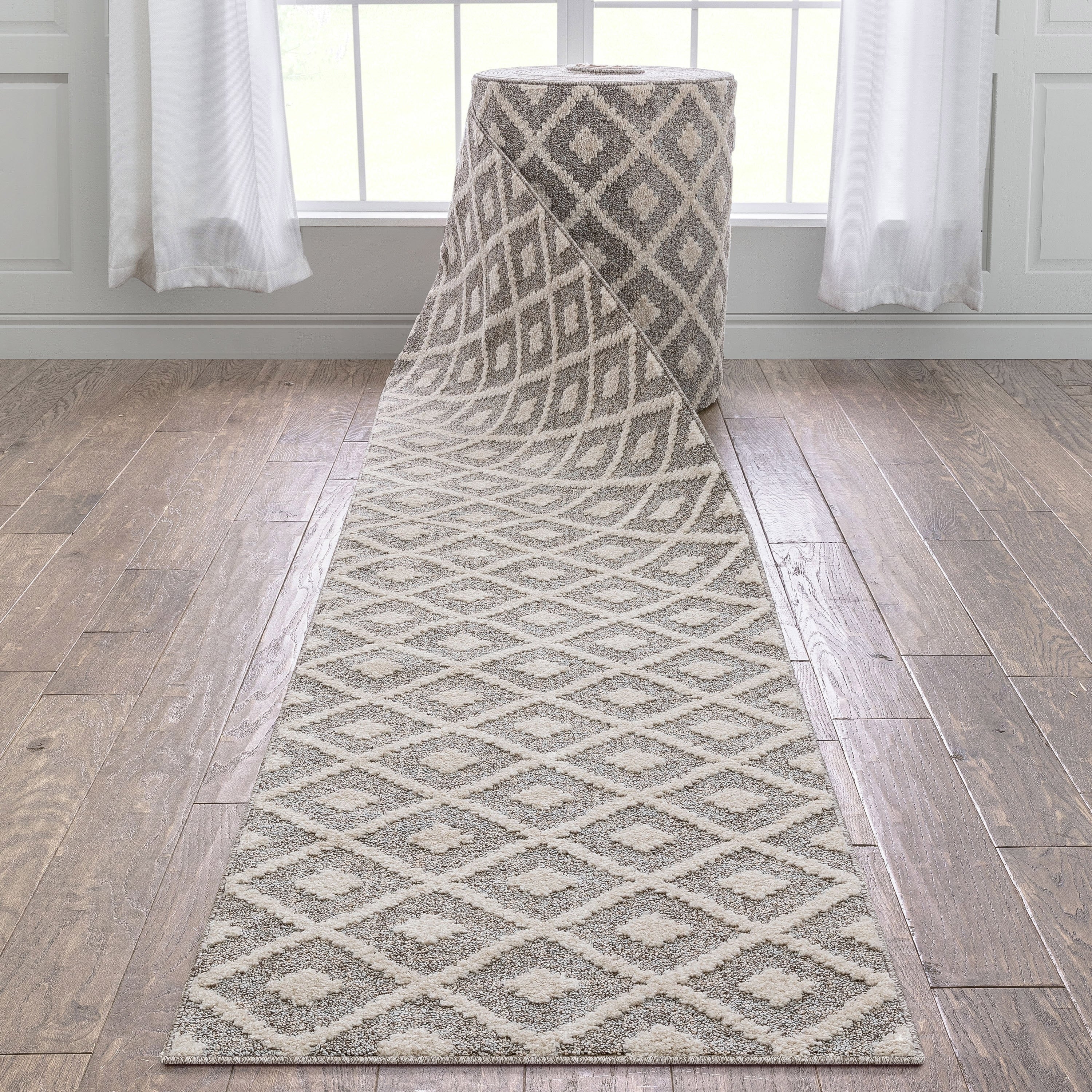 Tappeto moderno per corridoio e scale, modello Runner Harlow Trellis, su misura