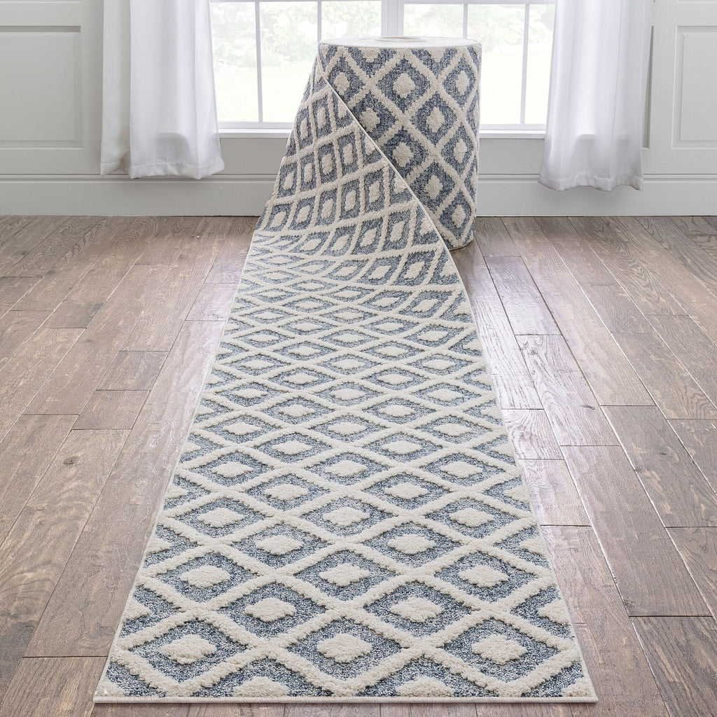 Tappeto moderno per corridoio e scale, modello Runner Harlow Trellis, su misura