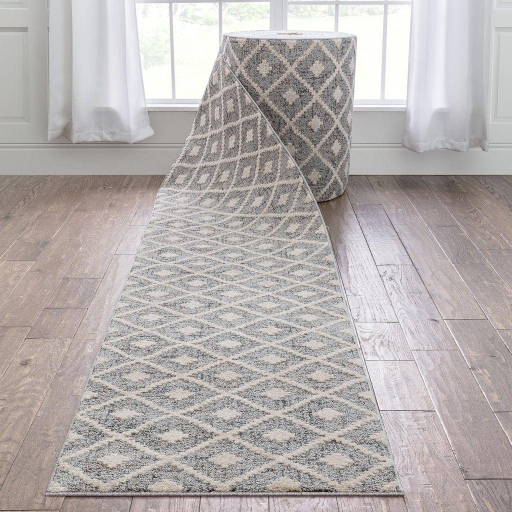 Tappeto moderno per corridoio e scale, modello Runner Harlow Trellis, su misura