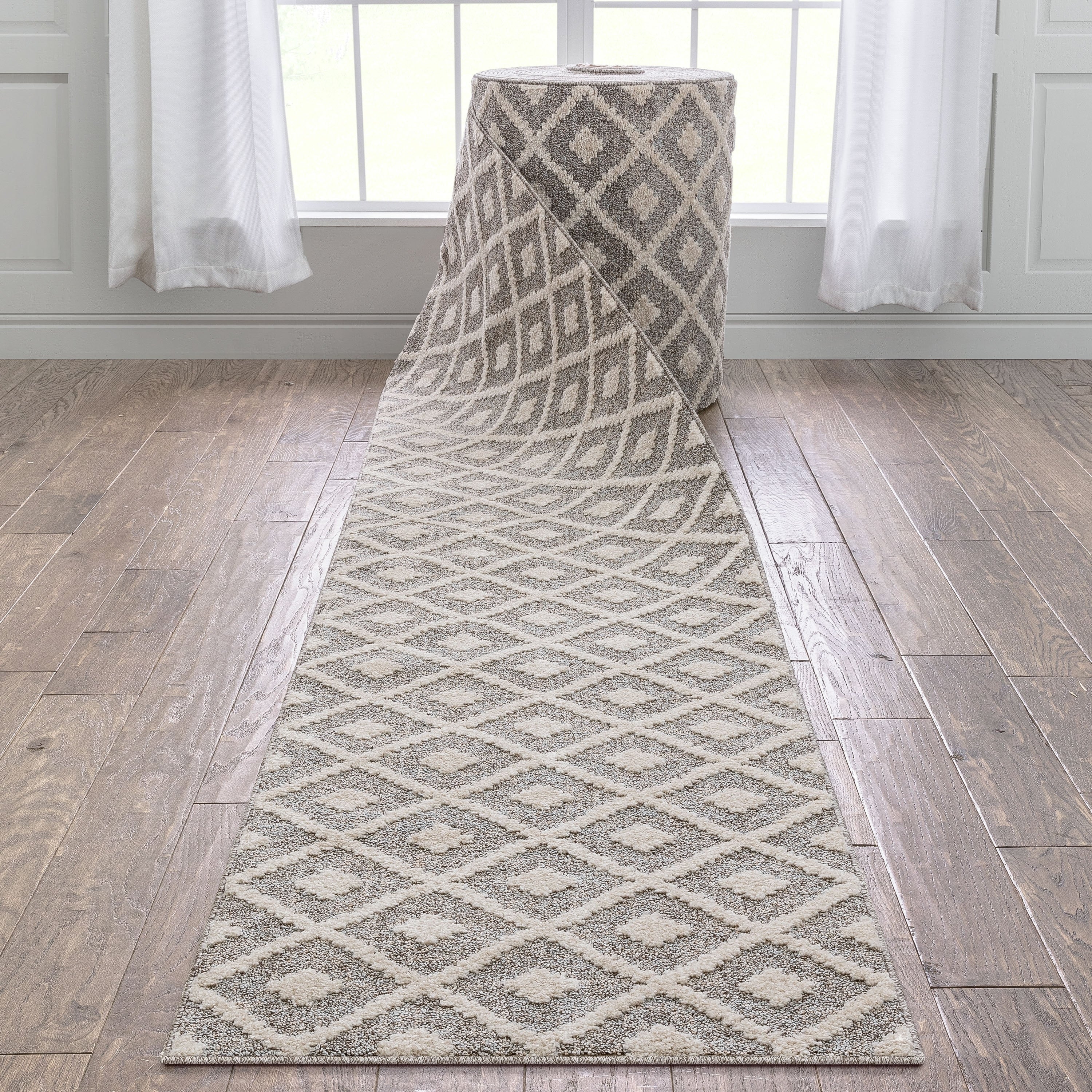 Tappeto moderno per corridoio e scale, modello Runner Harlow Trellis, su misura