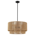 Lampadario Cynthia a tamburo in rattan naturale a 4 luci - 22''W