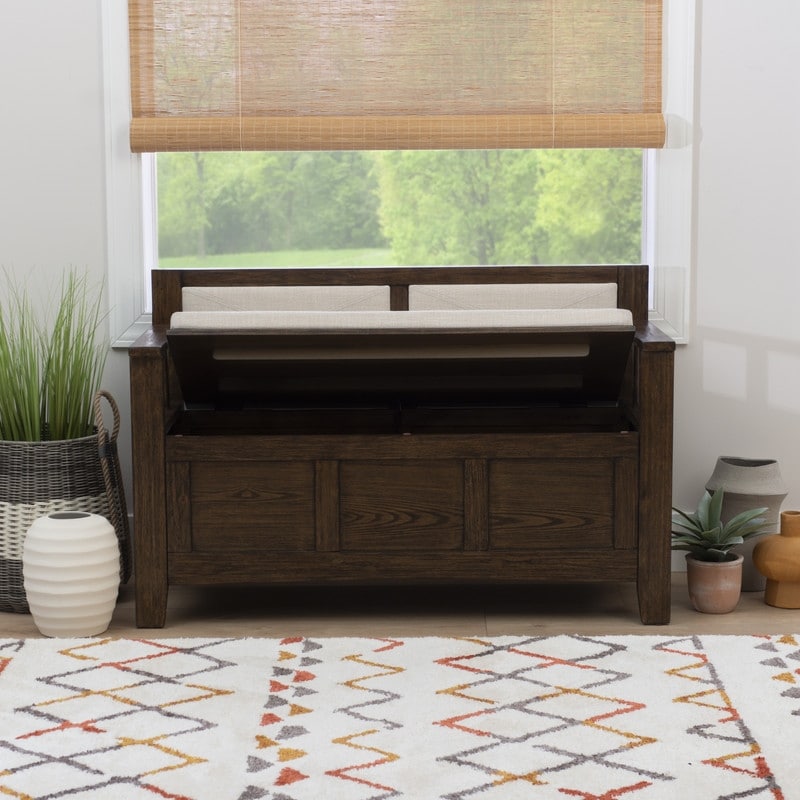 Panca d'ingresso con contenitore ribaltabile in legno Dahlia