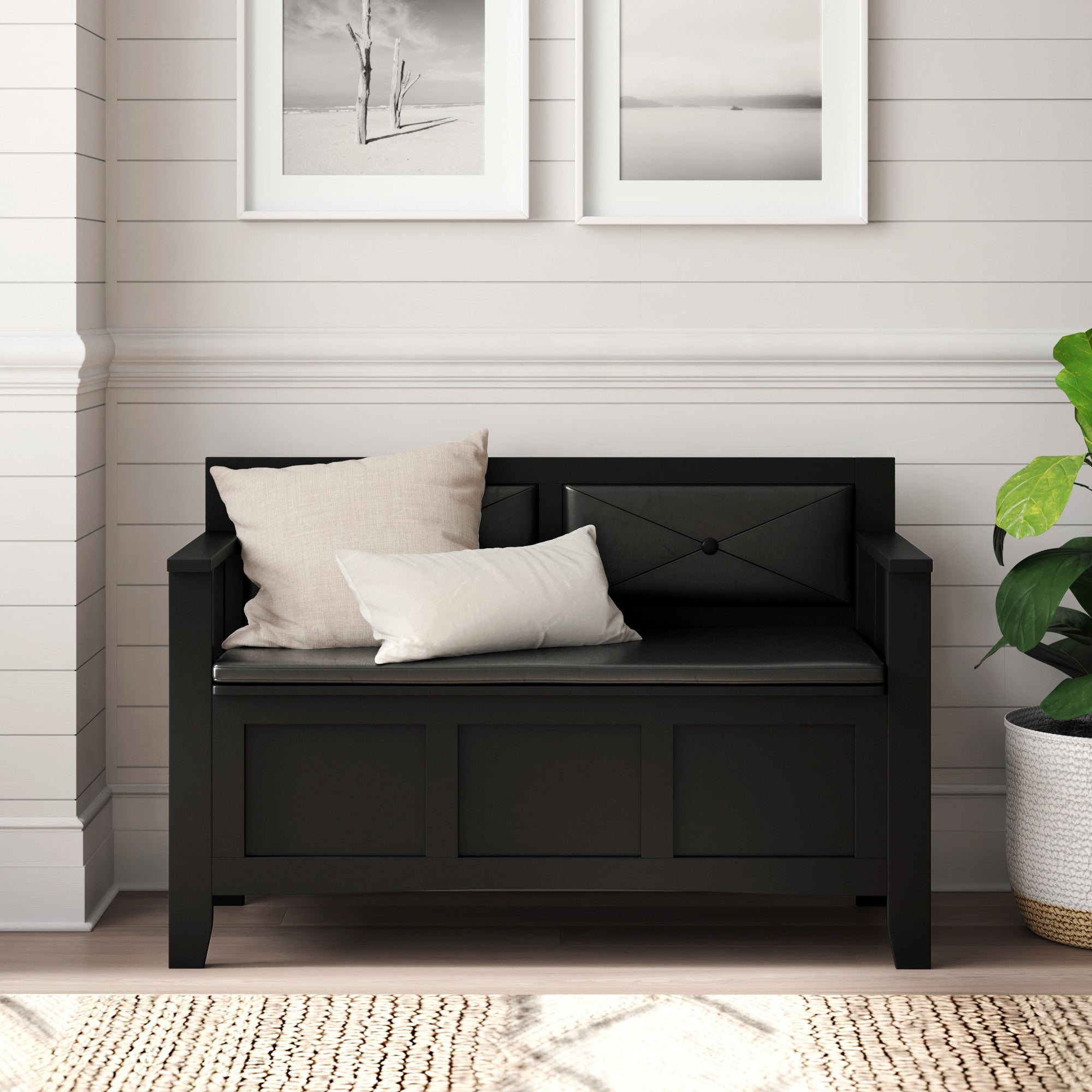Panca d'ingresso con contenitore ribaltabile in legno Dahlia