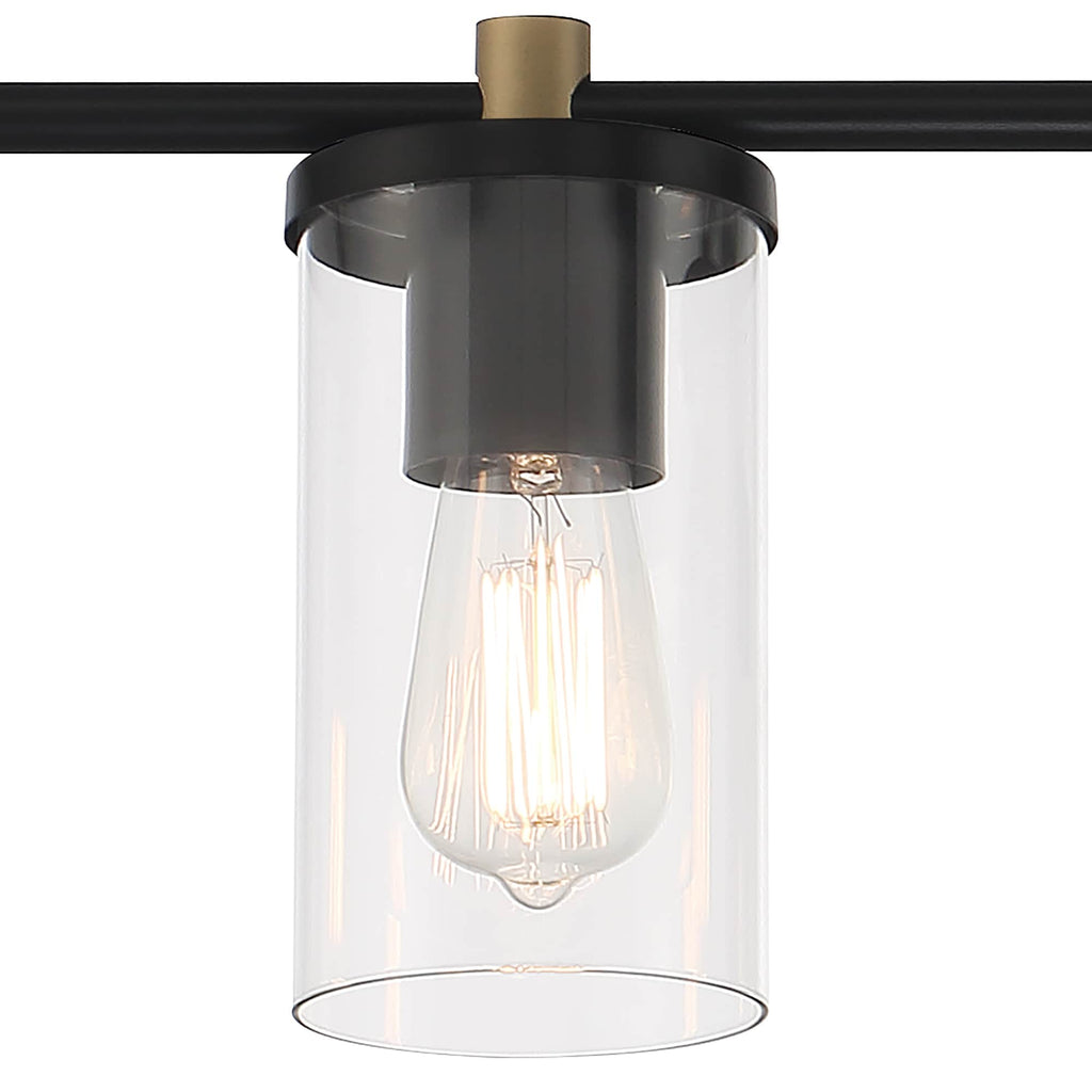Lampada da bagno moderna Decatur a 6 luci, stile fattoria, nera/oro, con certificazione UL