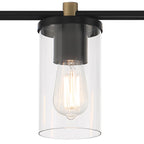 Lampada da bagno moderna Decatur a 6 luci, stile fattoria, nera/oro, con certificazione UL
