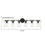 Lampada da bagno moderna Decatur a 6 luci, stile fattoria, nera/oro, con certificazione UL