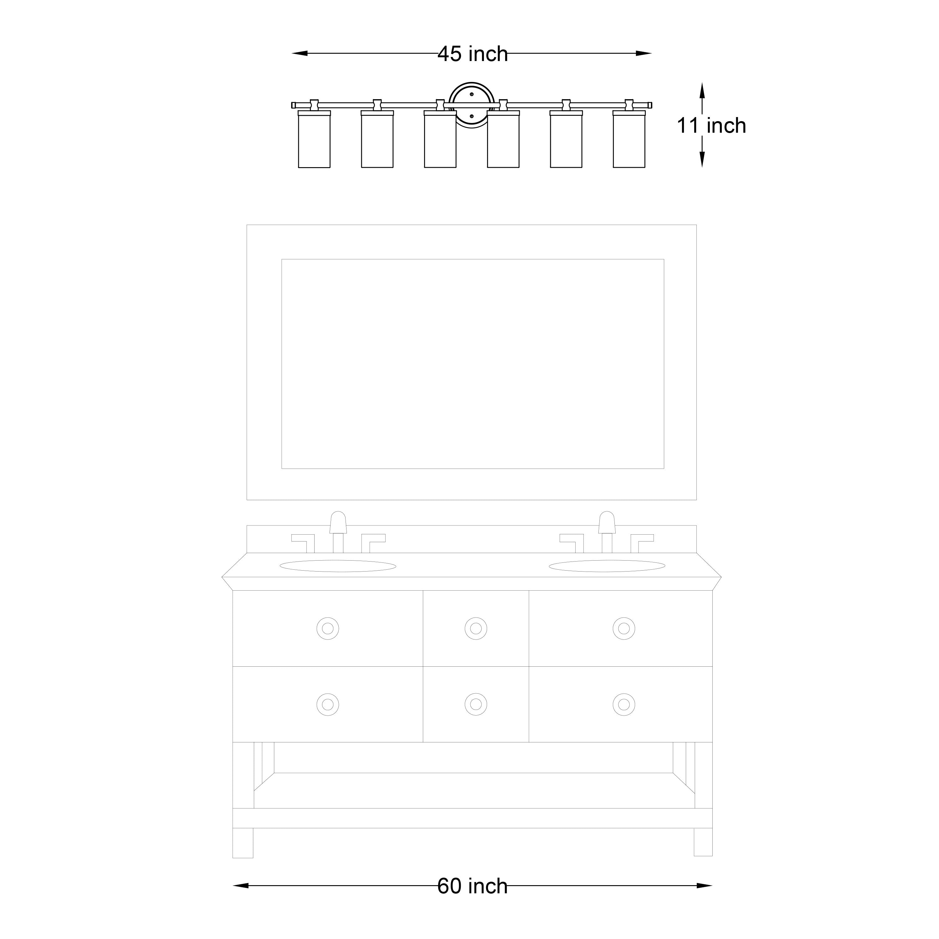 Lampada da bagno moderna Decatur a 6 luci, stile fattoria, nera/oro, con certificazione UL