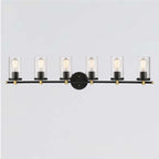 Lampada da bagno moderna Decatur a 6 luci, stile fattoria, nera/oro, con certificazione UL
