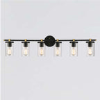 Lampada da bagno moderna Decatur a 6 luci, stile fattoria, nera/oro, con certificazione UL